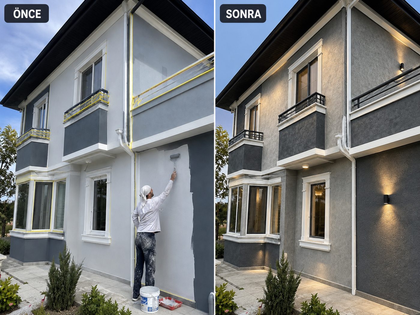 Eski Foça dış cephe boya öncesi ve sonrası