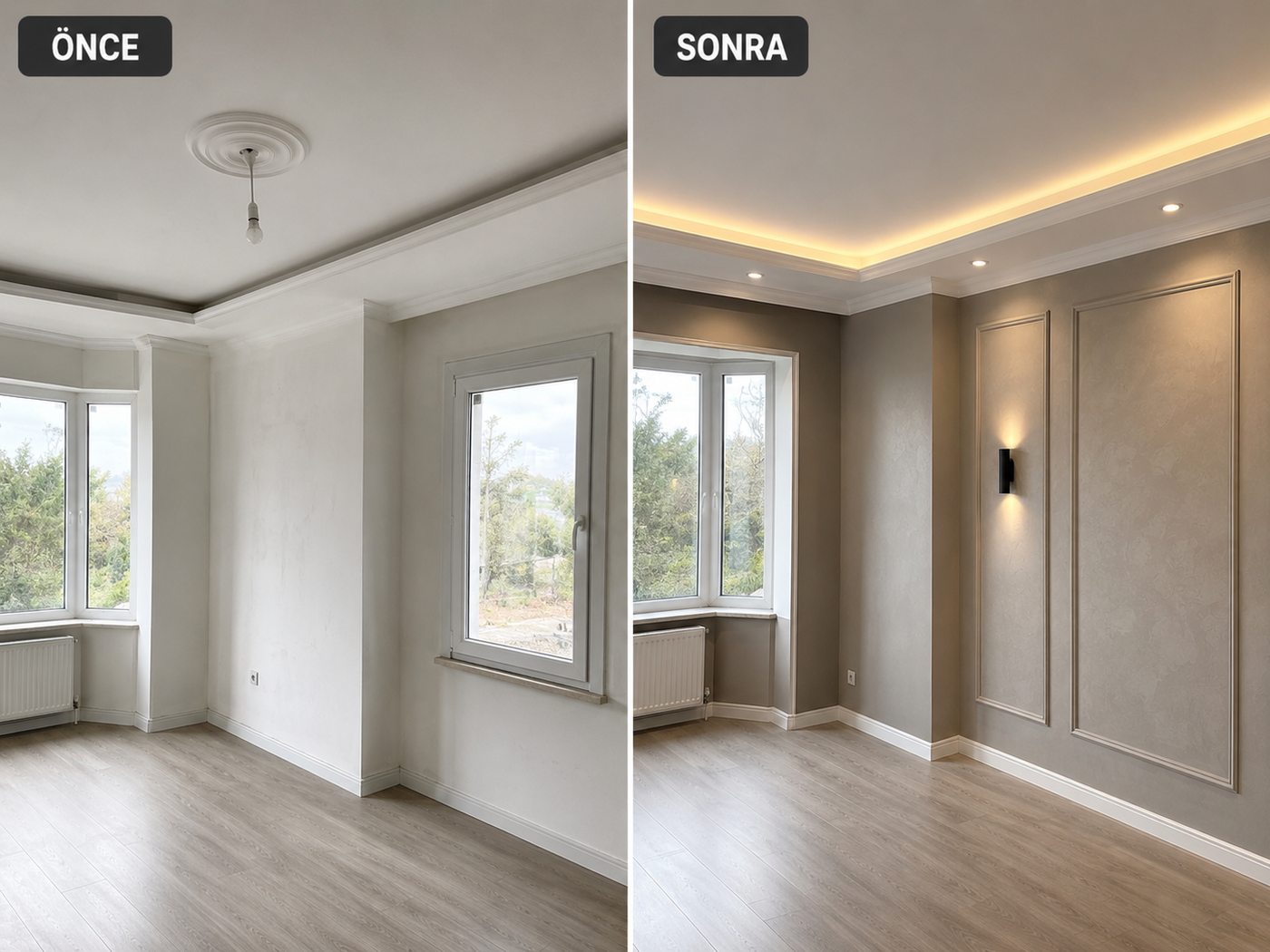 Eski Foça iç cephe boya öncesi ve sonrası